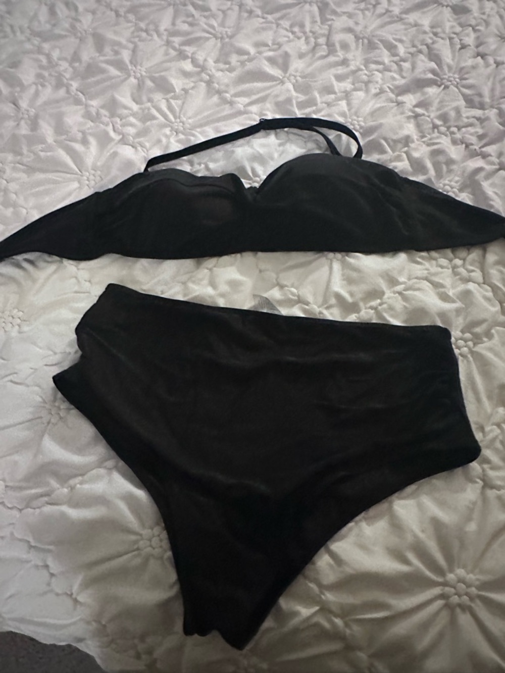Maurices Black High-Waist Bikini Set with Bustier Top and Removable Strap